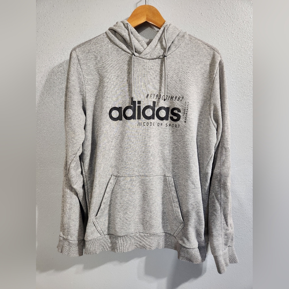 Adidas Gray Men's Hoodie Sweater Pullover Medium Logo